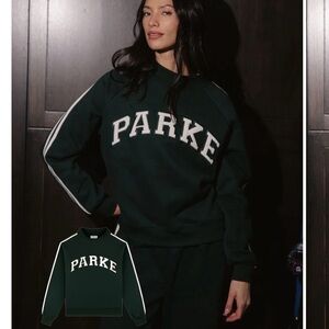 Parke Women's Forest Green Sport Stripe Mockneck NWT Size S/M